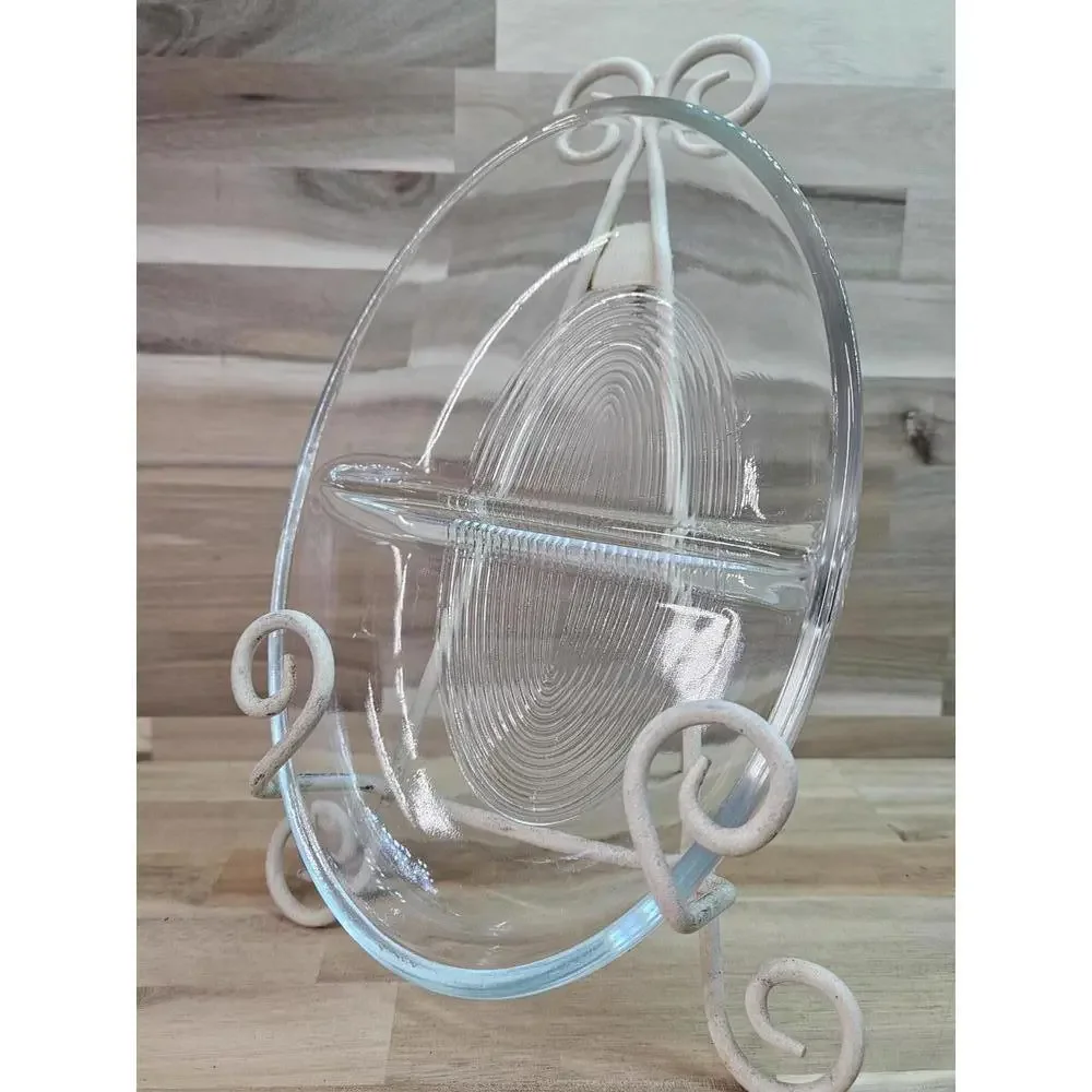 Vintage Glasbake J-558 Clear Glass Divided Oval Serving Dish - 10